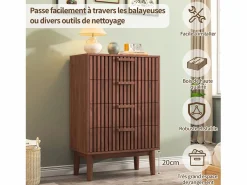 Cómoda de cuatro cajones, madera, mueble de almacenaje con cajones, para dormitorio o salón, 60 x 34 x 91 cm Color natural oscuro Discount