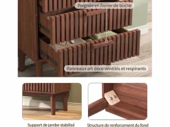 Cómoda de cuatro cajones, madera, mueble de almacenaje con cajones, para dormitorio o salón, 60 x 34 x 91 cm Color natural oscuro Discount