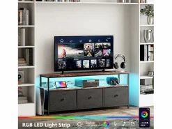Cómoda de dormitorio con iluminación LED y 3 cajones - Mueble multifuncional para dormitorio y salón - Aparador robusto y resistente - 108 x 30 x 57 cm -^ Best
