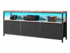 Cómoda de dormitorio con iluminación LED y 3 cajones - Mueble multifuncional para dormitorio y salón - Aparador robusto y resistente - 108 x 30 x 57 cm -^ Best