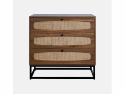 Sweeek Cómoda|Cómoda de madera y caña, 3 cajones natural