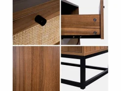 Sweeek Cómoda|Cómoda de madera y caña, 3 cajones natural