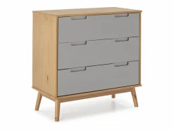 VS Venta-stock Cómoda de Noche Bruce 3 cajones, Madera Maciza, 80 cm (Ancho) 40 cm (Profundo) 83 cm (Alt.) Marru00f3n Discount