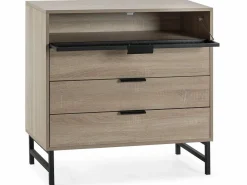 Cómoda de noche Hera 3 cajones 1 puerta color madera^VS Venta-stock Outlet