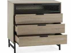 Cómoda de noche Hera 3 cajones 1 puerta color madera^VS Venta-stock Outlet