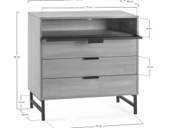 Cómoda de noche Hera 3 cajones 1 puerta color madera^VS Venta-stock Outlet