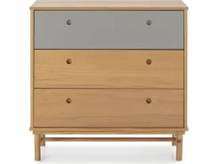 VS Venta-stock Cómoda de Noche Magnus 3 cajones, Madera Maciza, 80 cm (Ancho) 40 cm (Profundo) 82 cm (Alt) Marru00f3n Outlet