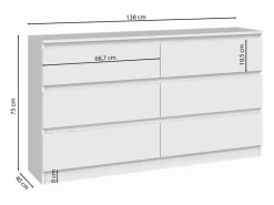 SELSEY Cómoda|Cómoda de seis cajones - 138 cm - - MALWA
