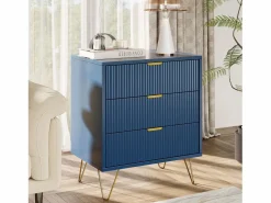 Cómoda de tres cajones, mueble de almacenaje, con tiradores dorados, mesita de noche, 60 x 40 x 70 cm, color^ Sale