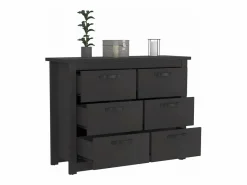 TuHome Cómoda Doble de 6 Cajones Becca, con tiradores métalicos 120 CM L X 40.7 CM P X 91.7 CM A Wengue Negro Clearance