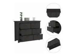 TuHome Cómoda Doble de 6 Cajones Becca, con tiradores métalicos 120 CM L X 40.7 CM P X 91.7 CM A Wengue Negro Clearance