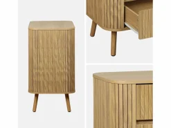 Sweeek Cómoda|Cómoda en decoración estriada natural de 3 cajones natural