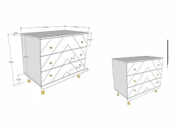 Vipack Muebles Niño|Cómoda Funy de 3 cajones en madera blanca satinada