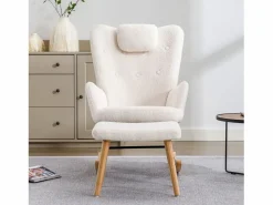 Cómoda mecedora - 65 x 82 x 94 cm - con reposacabezas + reposapiés - madera -^Merax