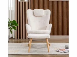 Cómoda mecedora - 65 x 82 x 94 cm - con reposacabezas + reposapiés - madera -^Merax