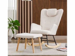Cómoda mecedora - 65 x 82 x 94 cm - con reposacabezas + reposapiés - madera -^Merax