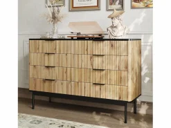 Merax Cómoda moderna de 8 cajones - 120 x 39,5 x 80 cm - para salón/comedor/pasillo - MDF - + natural Negro Best