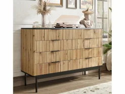 Merax Cómoda moderna de 8 cajones - 120 x 39,5 x 80 cm - para salón/comedor/pasillo - MDF - + natural Negro Best