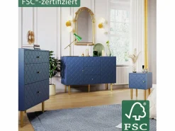 ModernLuxe Cómoda Ragement para dormitorio - 3 cajones - oscuro Azul Outlet