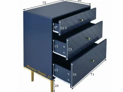 ModernLuxe Cómoda Ragement para dormitorio - 3 cajones - oscuro Azul Outlet