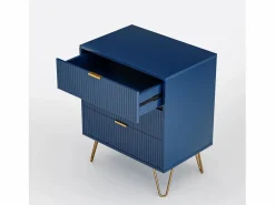 Cómoda 70x60x40cm - con 3 cajones correderos, patas de metal, aparador para dormitorio, cómoda de diseño escandinavo - marino Azul Clearance