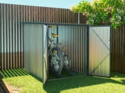 Cobertizo de bicicletas de acero galvanizado con efecto madera de 2,8 m² para 2 bicicletas - NIKI^EXPERTLAND Discount