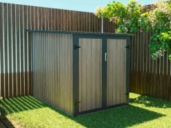 Cobertizo de bicicletas de acero galvanizado con efecto madera de 2,8 m² para 2 bicicletas - NIKI^EXPERTLAND Discount