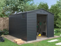 EXPERTLAND Cobertizo de jardín de acero galvanizado antracita 8,94 m² ADELMO Gris antracita New