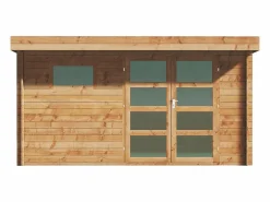 Cobertizo de jardín de madera tratada con autoclave y techo plano 13m² esp. 28 mm CORALIO^EXPERTLAND Online