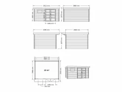 Cobertizo de jardín de madera tratada con autoclave y techo plano 13m² esp. 28 mm CORALIO^EXPERTLAND Online