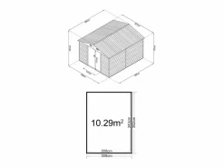 EXPERTLAND Cobertizo de jardín metálico efecto madera 11,75 m² acero galvanizado ARSEGO Color natural oscuro New