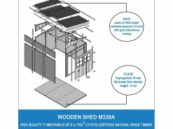 Timbela Caseta De Jardín|Cobertizo de madera sin pared lateral con suelo tratado - 6.1 m² - M339A+M339G