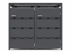 Cobertizo para basura acero galvanizado 2 cubos 132x80x116 240L LOKAFA^EXPERTLAND Outlet