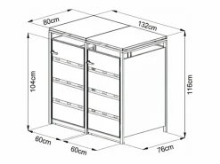 Cobertizo para basura acero galvanizado 2 cubos 132x80x116 240L LOKAFA^EXPERTLAND Outlet