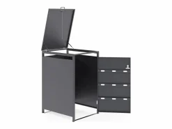 EXPERTLAND Cobertizo para cubo de basura en acero galvanizado 1 cubo 68x80x116 240L LOKAFA Gris antracita Outlet