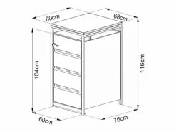 EXPERTLAND Cobertizo para cubo de basura en acero galvanizado 1 cubo 68x80x116 240L LOKAFA Gris antracita Outlet