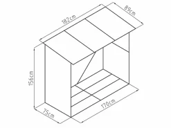 Cobertizo para la leña de metal de acero galvanizado 1,98 m3 2 estéreos Ancho 182 x Prof. 89 x Alt. 156 cm BIRWOOD^EXPERTLAND Best
