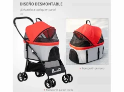 Cochecito para mascotas 82x49.5x98 cm^PawHut Best