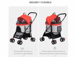 Cochecito para mascotas 82x49.5x98 cm^PawHut Best
