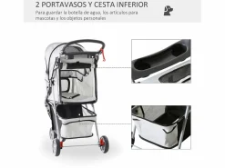PawHut Cochecito para perro y gato 75x45x97 cm Gris Online