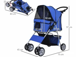 Cochecito para perro y gato 75x45x97 cm^PawHut Hot