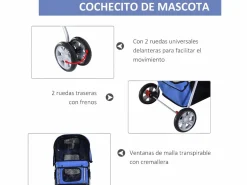 Cochecito para perro y gato 75x45x97 cm^PawHut Hot