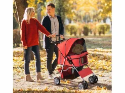 PawHut Transportín De Paseo Para Animales|Cochecito para perro y gato 75x45x97 cm