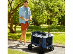 Cochecito para perros 2 en 1, cesta extraíble, poliéster, , con 2 correas de seguridad y plegable (81 x 58 x 97,5 cm)^ Sale