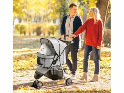 Transportín De Paseo Para Animales|Cochecito plegable para perros y gatos, tejido oxford resistente, color , con mosquitera y freno de estacionamiento (75x45x97 cm)