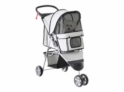 Transportín De Paseo Para Animales|Cochecito plegable para perros y gatos, tejido oxford resistente, color , con mosquitera y freno de estacionamiento (75x45x97 cm)