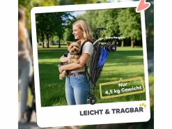 Transportín De Paseo Para Animales|Cochecito plegable para perros y gatos hasta 4 kg, poliéster, oscuro, con ventanas de malla y almacenaje (76x44x103 cm)