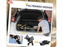 Cochecito plegable para perros y gatos con cojín, ventanas de malla y espacio de almacenamiento, poliéster, (81 x 48 x 99 cm)^ Outlet
