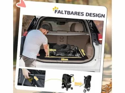 Cochecito plegable para perros y gatos con cojín, ventanas de malla, portavasos y espacio de almacenamiento, poliéster, oscuro (75 x 45 x 97 cm) Gris Hot