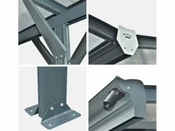 Sweeek Cochera|Cochera con extensión de aluminio y policarbonato 30m² antracita